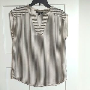 Banana Republic White and Black Striped Blouse